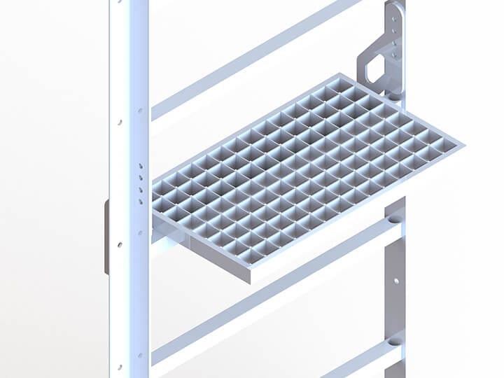 Siirrettävä tasanne modulaarisissa tikkaissa